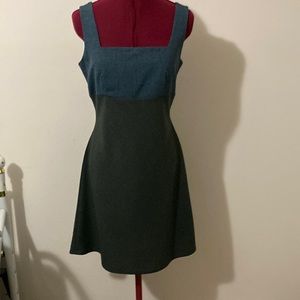 American Outpost size 8 gray & black broad strap dress. Assembled in Mexico